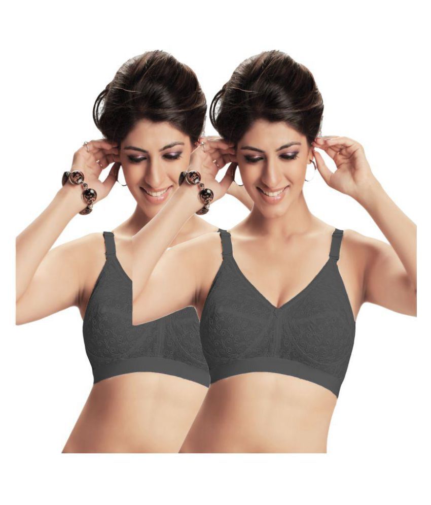     			Eve's Beauty Pack of 2 Cotton Non Padded Women's Bralette Bra ( Gray )