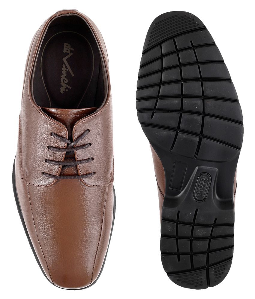 Davinchi TAN Derby Genuine Leather Formal Shoes Price in India- Buy ...