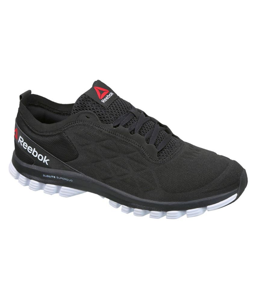 reebok black running sports shoes