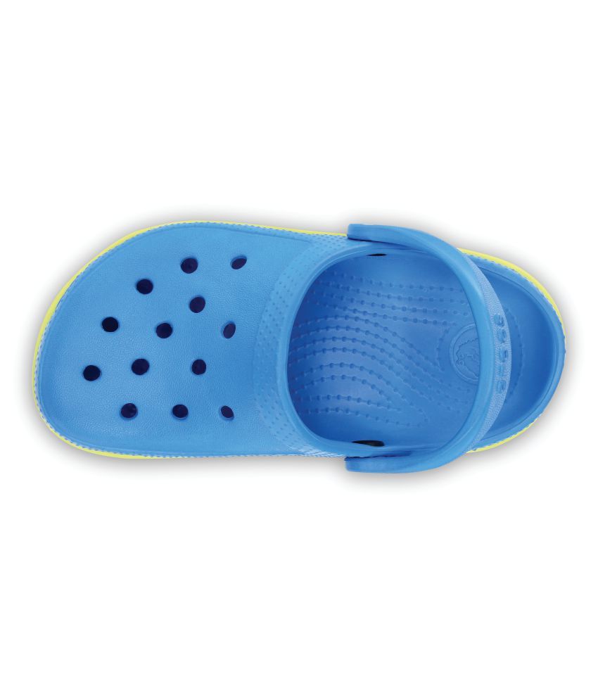 blue clear crocs