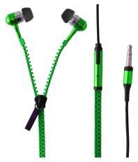 Absturdo Zipper In Ear Wired Earphones With Mic Green