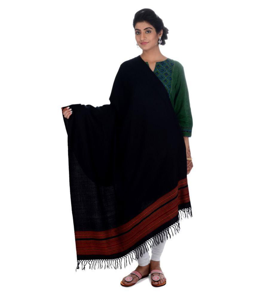 Tribes India Black Woven Shawl