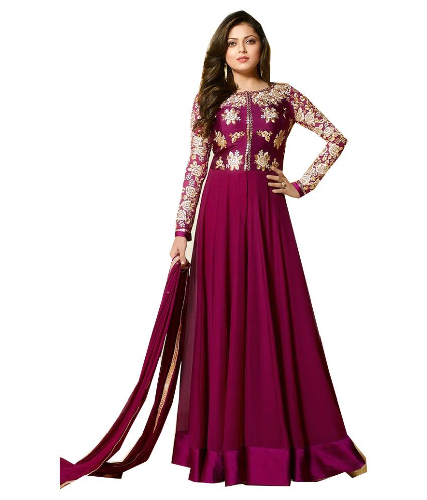 purple georgette gown