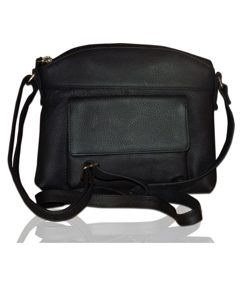 Style 98 Black Pure Leather Sling Bag - Buy Style 98 Black Pure Leather Sling Bag Online at Best ...