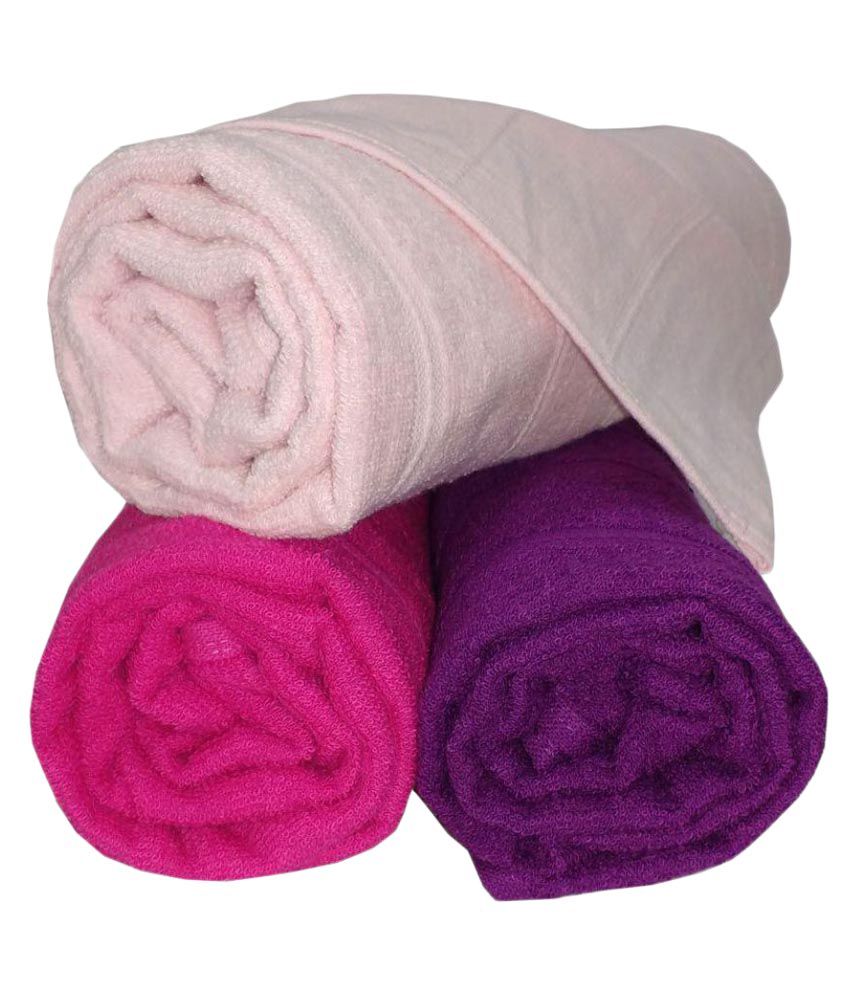    			Welhome Set of 3 Cotton Bath Towel Multi