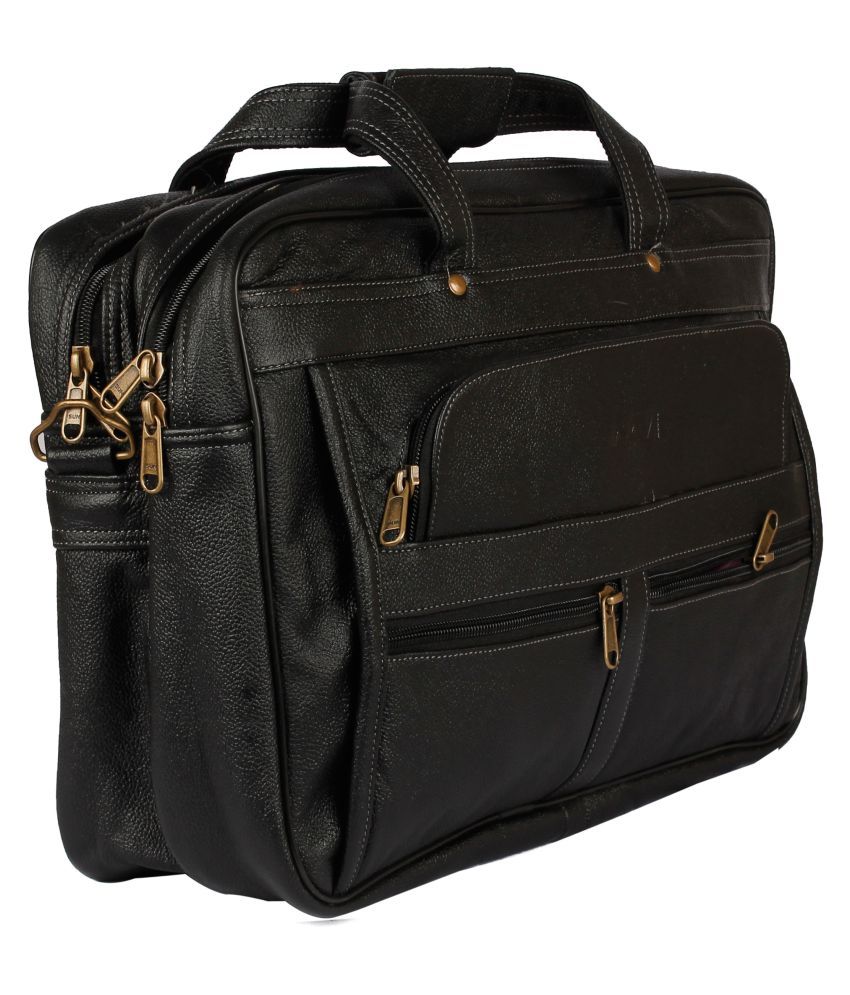 AVI Black Leather Office Bag Buy AVI Black Leather Office Bag Online at Low Price Snapdeal