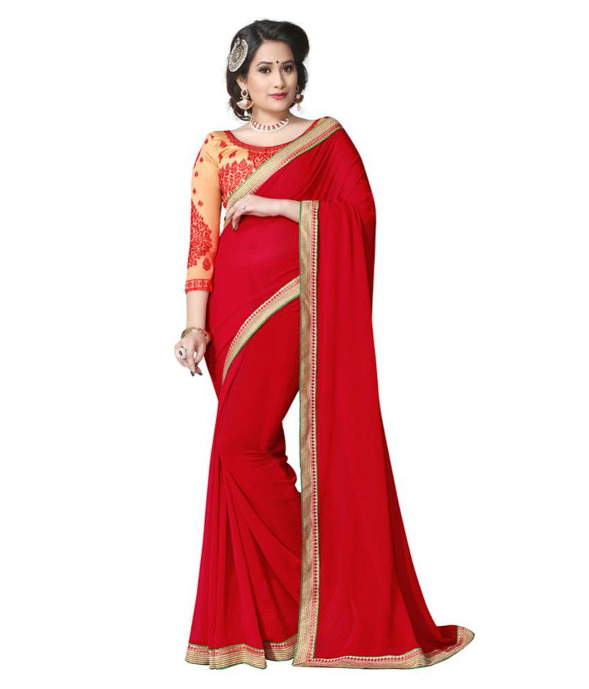 red chiffon sarees online