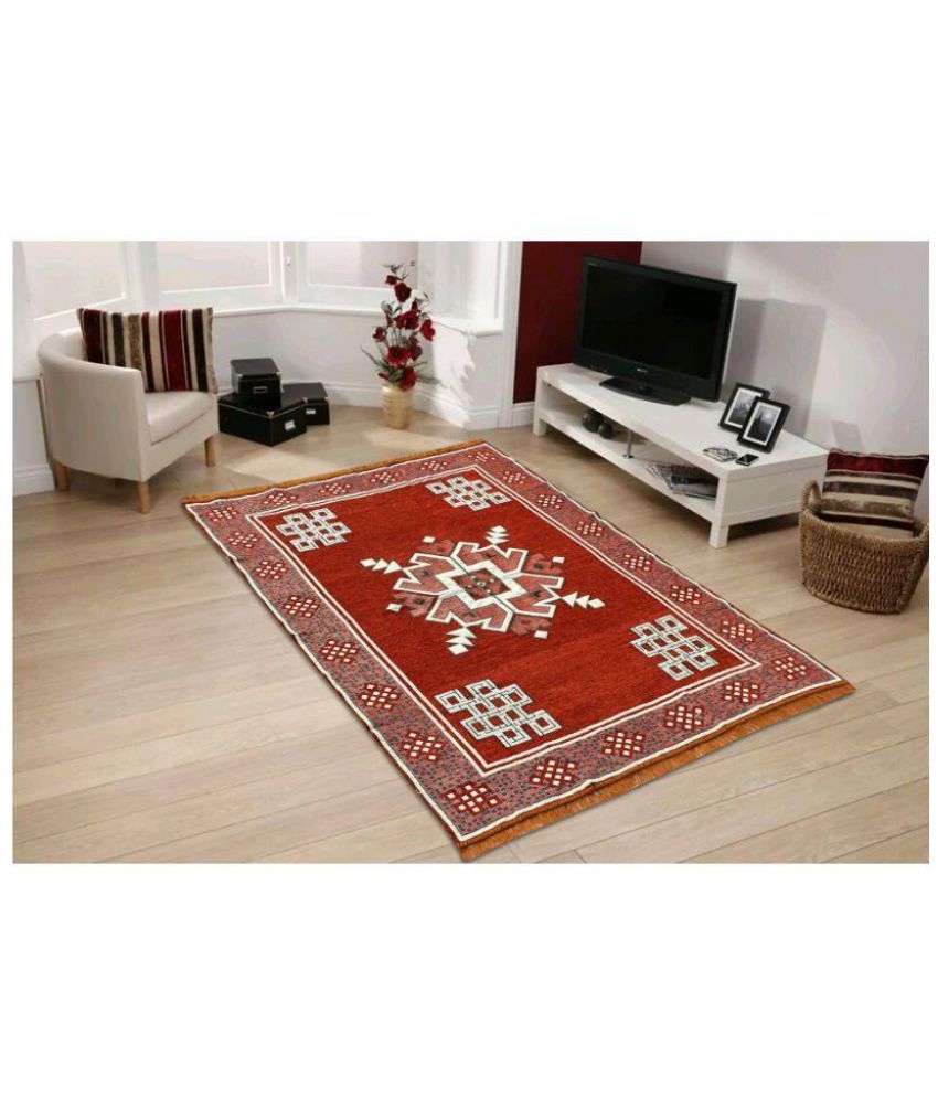 Om Craft Orange Jute Carpet Geometrical 4x6 Ft. - Buy Om Craft Orange ...