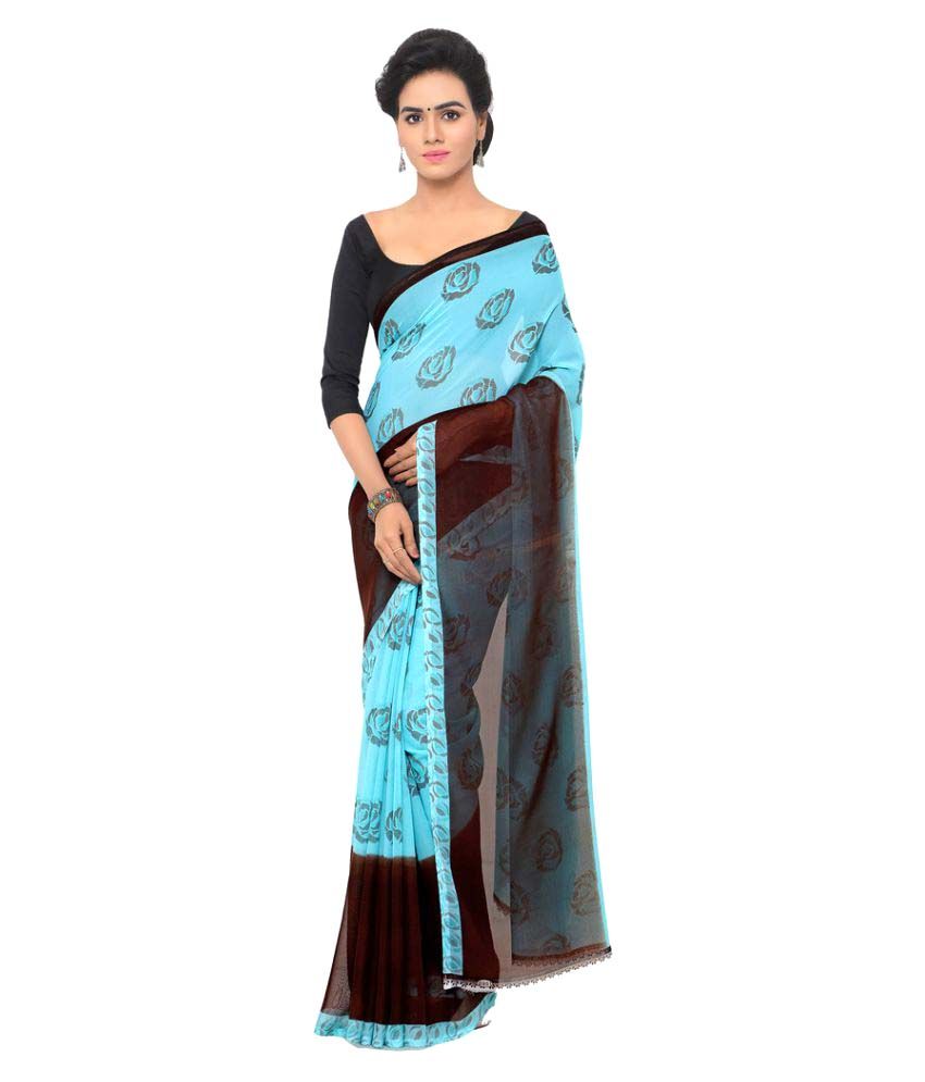 Rajnandini Blue Georgette Saree - Buy Rajnandini Blue Georgette Saree ...