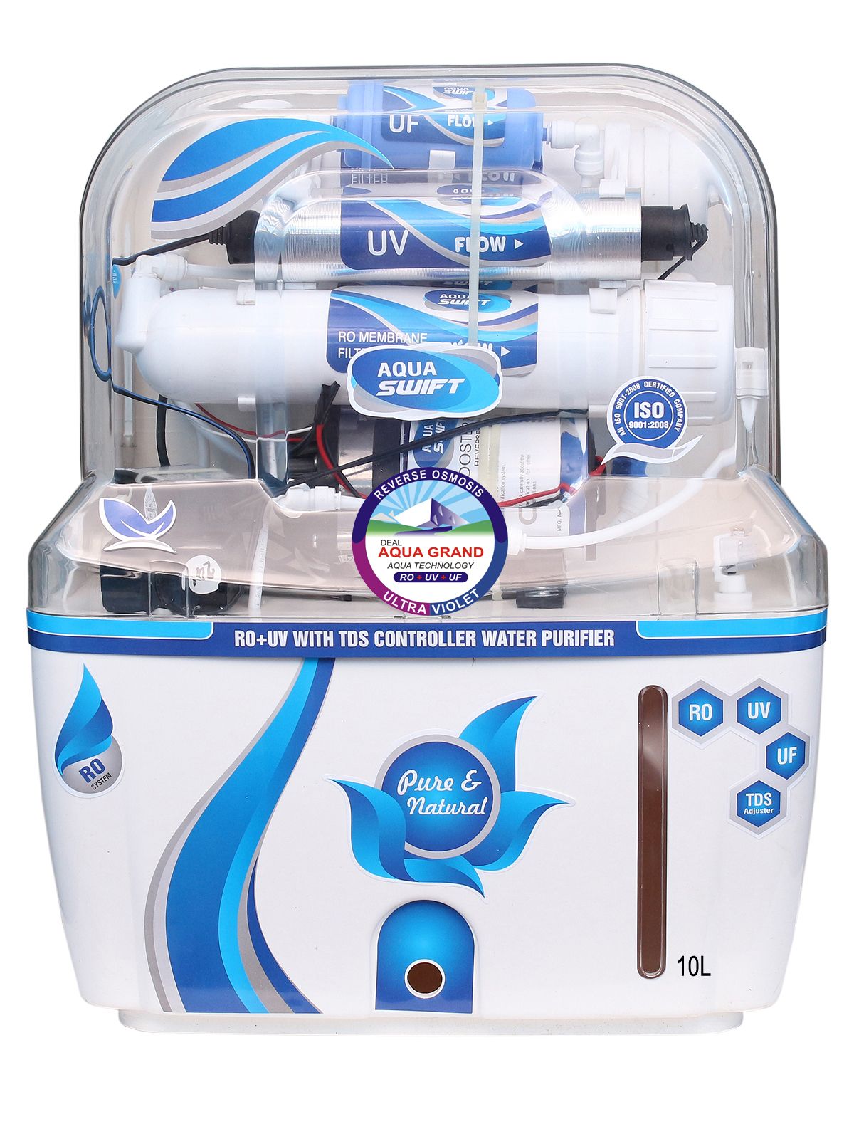 Deal Aquagrand AQUA SWIFT RO+UF+UV+MINERAL+TDS CONTROLLER 10 Ltr ROUVUF Water Purifier available