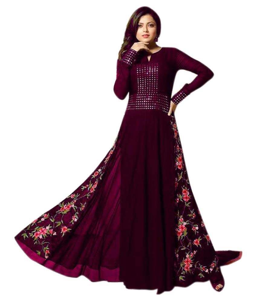 purple georgette gown