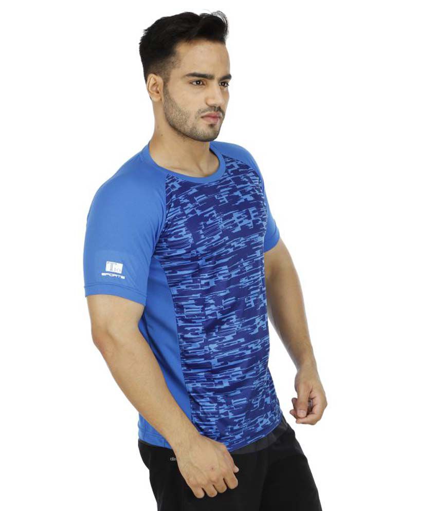 T10 Sports Blue Cotton Lycra T-Shirt - Buy T10 Sports Blue Cotton Lycra ...