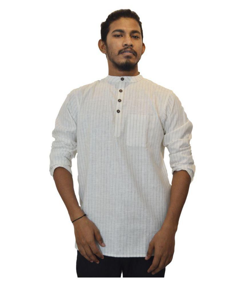 Kyn Koo White Linen Kurta - Buy Kyn Koo White Linen Kurta Online at Low ...