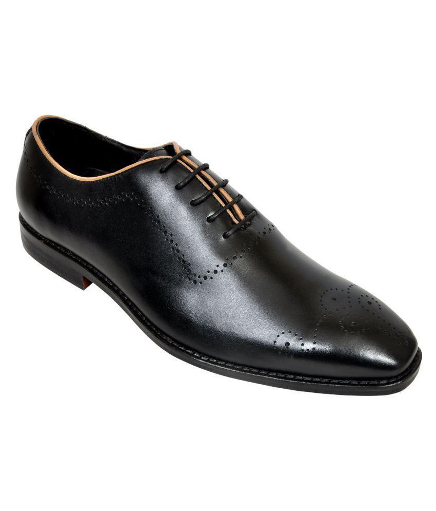 Kingsman Black Brogue Genuine Leather Formal Shoes Price in India- Buy ...