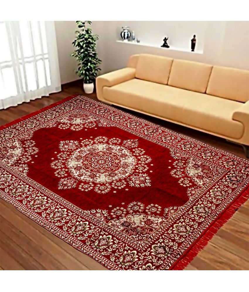     			RedHot Red Velvet Carpet Floral 4x6 Ft.
