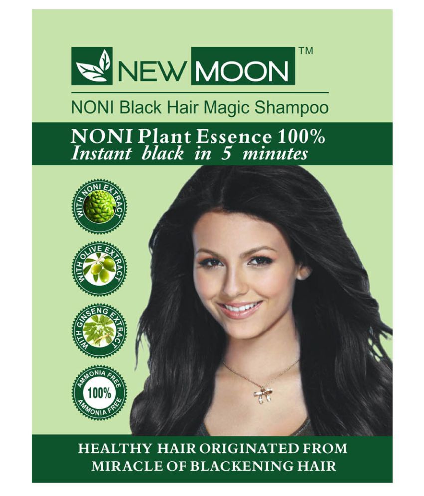 New Moon Noni shampoo gel hair color Permanent Hair Color Black Black 15 ml  Pack of 10: Buy New Moon Noni shampoo gel hair color Permanent Hair Color  Black Black 15 ml