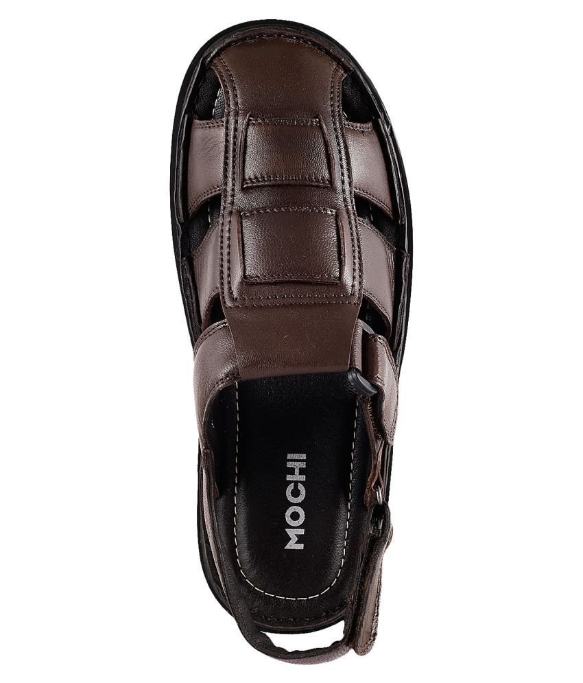 Mochi MOCHI Men BROWN LEATHER BROWN Sandals Price in India- Buy Mochi MOCHI Men BROWN LEATHER 