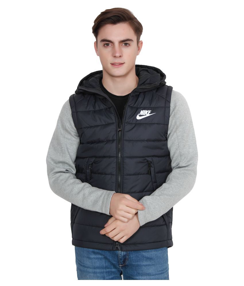 nike black polyester terry jacket