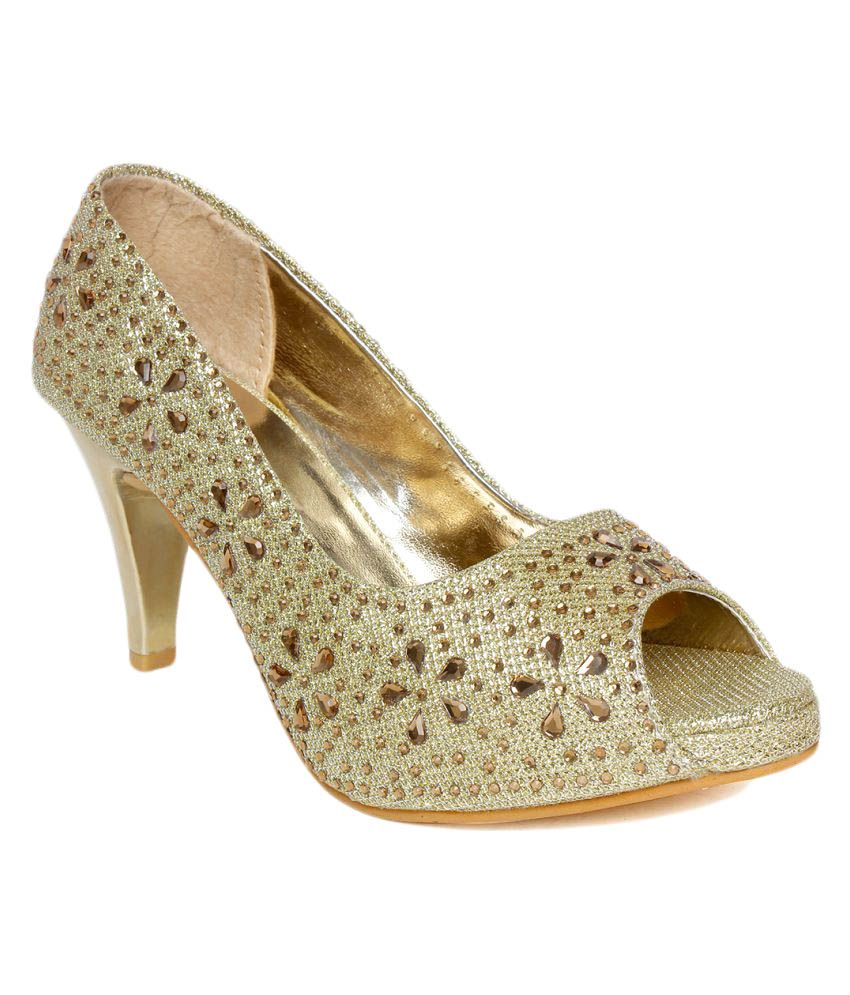 Vendoz Gold Stiletto Heels Price in India- Buy Vendoz Gold Stiletto ...