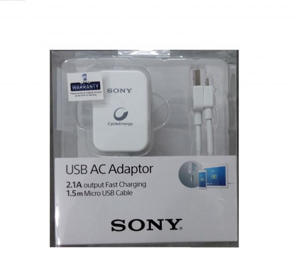     			Sony USB AC Adapter 2.1A with 1.5m Micro USB Cable