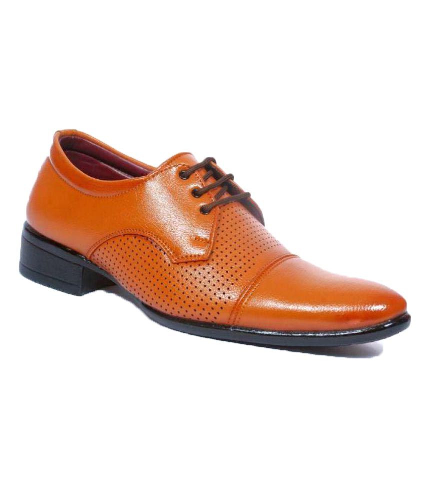 Fashion Rider Tan Derby Artificial Leather Formal Shoes Price In India