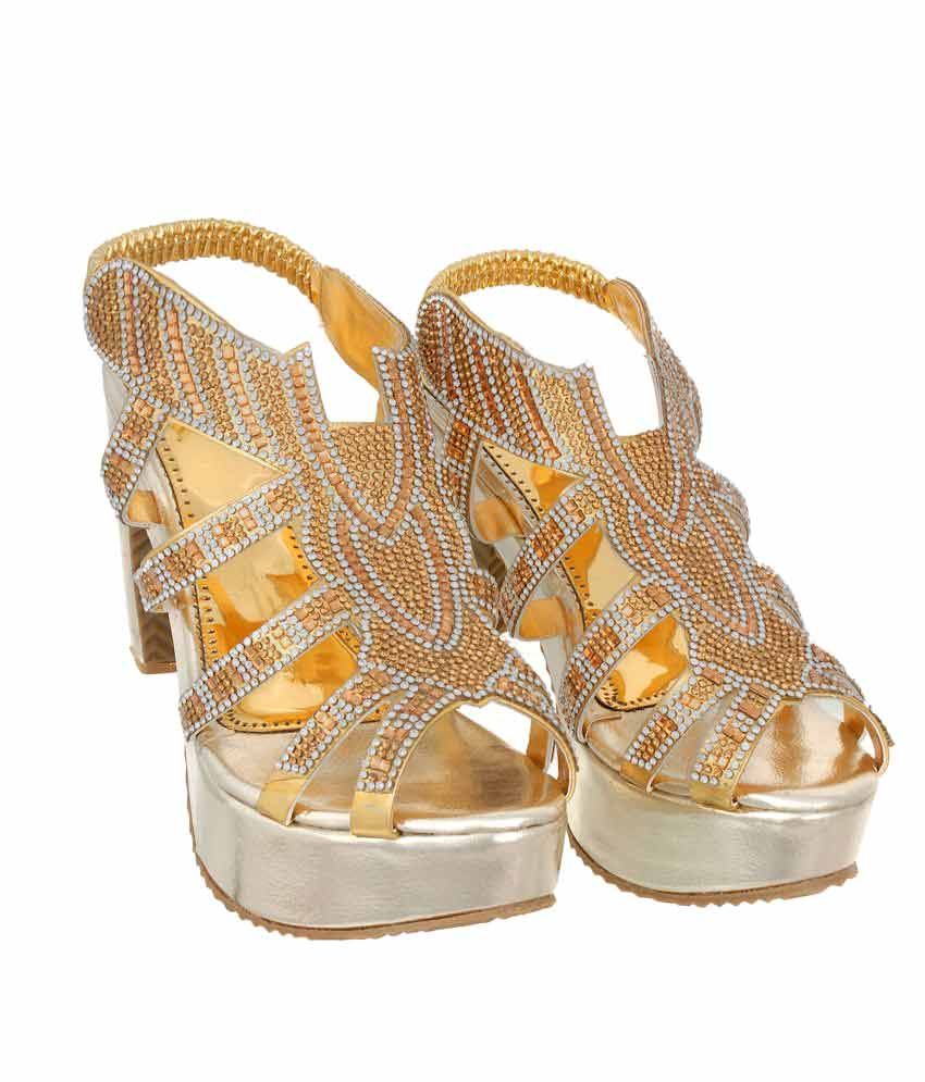 gold block heels 3 inch