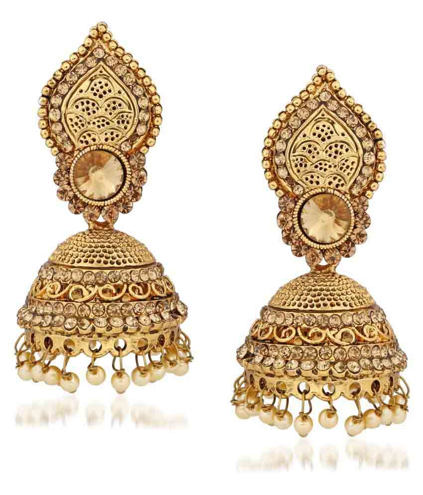 Meenaz Golden Earrings Pair of 2 - Buy Meenaz Golden Earrings Pair of 2 ...
