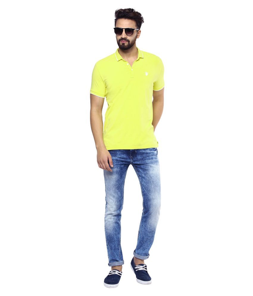 yellow slim fit polo