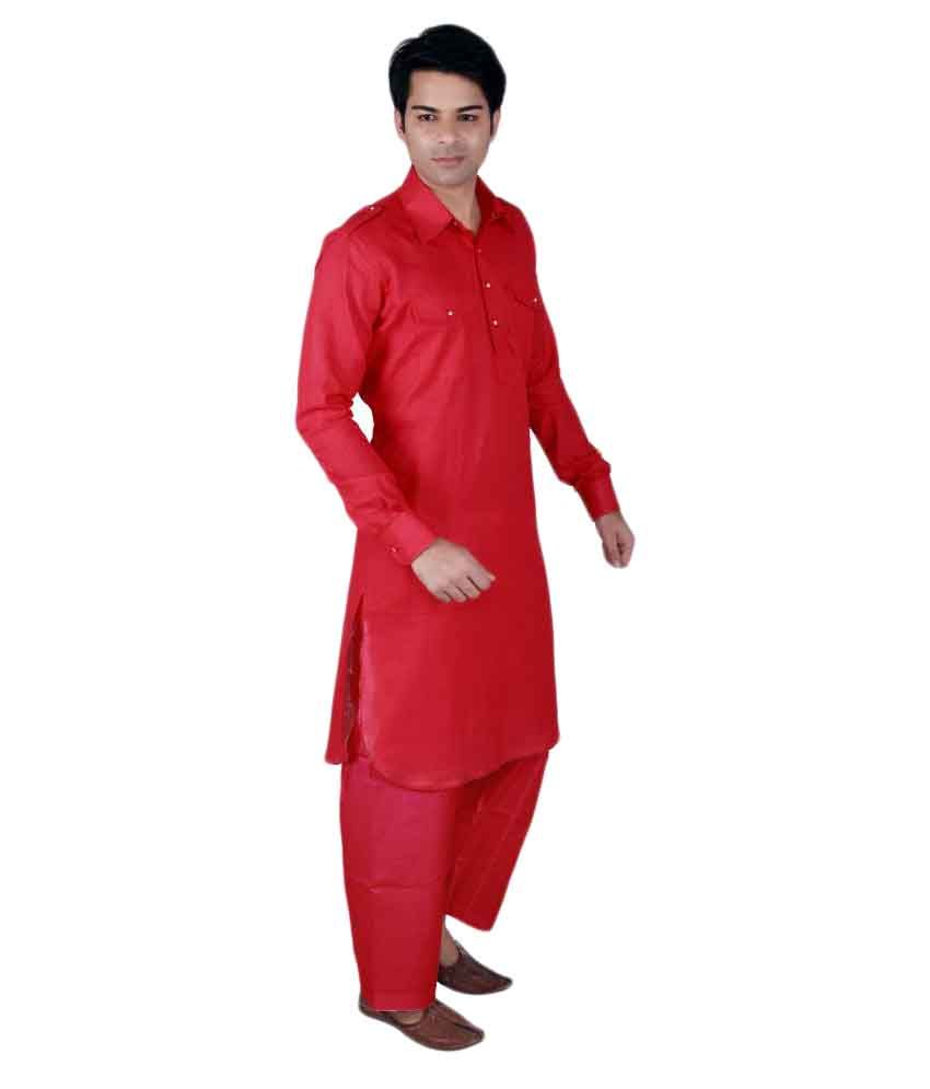 pathani suit red