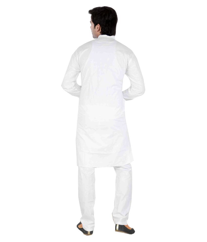 Vastramay White Cotton Kurta Pyjama Set - Buy Vastramay White Cotton ...