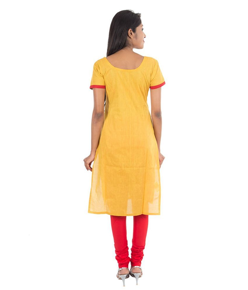 The Chennai Silks Yellow and Red Cotton Dress Material Buy The