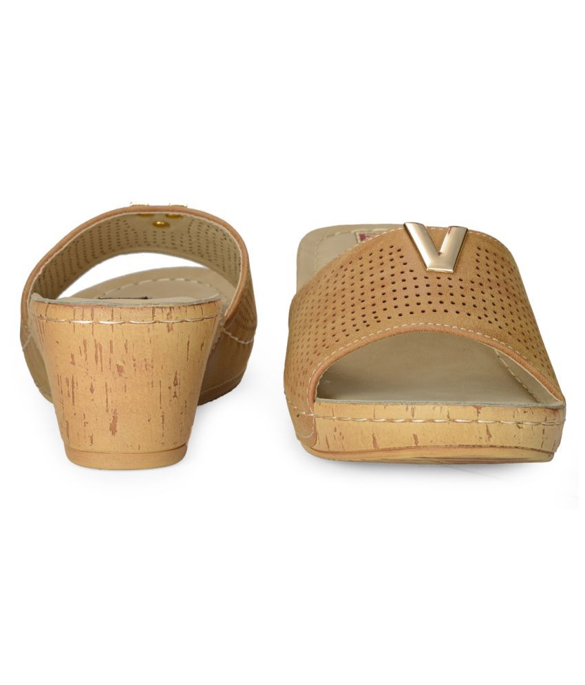 Flat N Heels Tan Wedges Heels Price in India- Buy Flat N Heels Tan Wedges Heels Online at Snapdeal