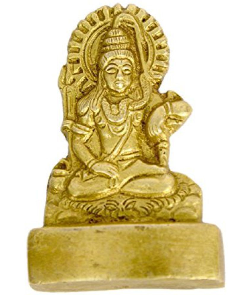 BHARAT HAAT Brass Hinduism Religious Shiv-Shankar Small Statue in Carving Work BH00612 
