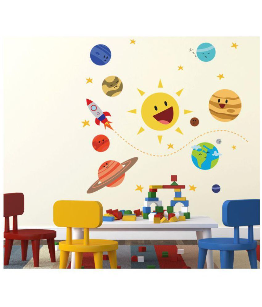     			HAPPYSTICKY Smile Vinyl Multicolour Wall Stickers