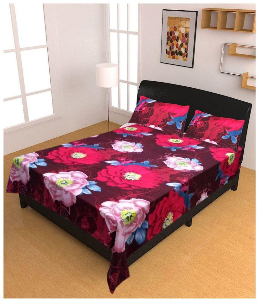 Home Fab Double Poly Cotton Multi Floral Bed Sheet Buy