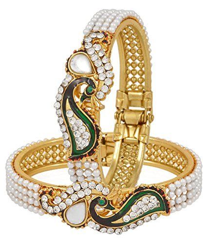     			YouBella Gold Plated Pearl Bangles For Women