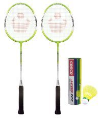 Cosco Badminton Racquet (Pair of 2) With Shuttle Cock Pack of 6 pcs