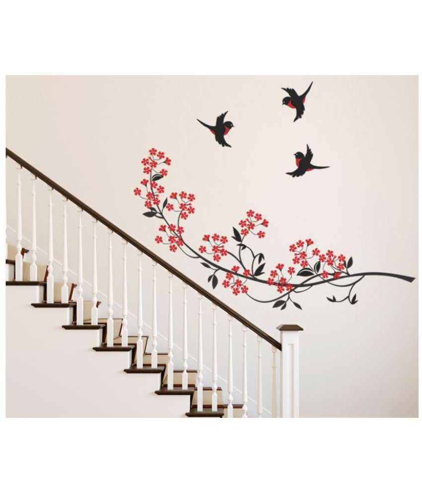     			HAPPYSTICKY Flying Birds Vinyl Multicolour Wall Stickers