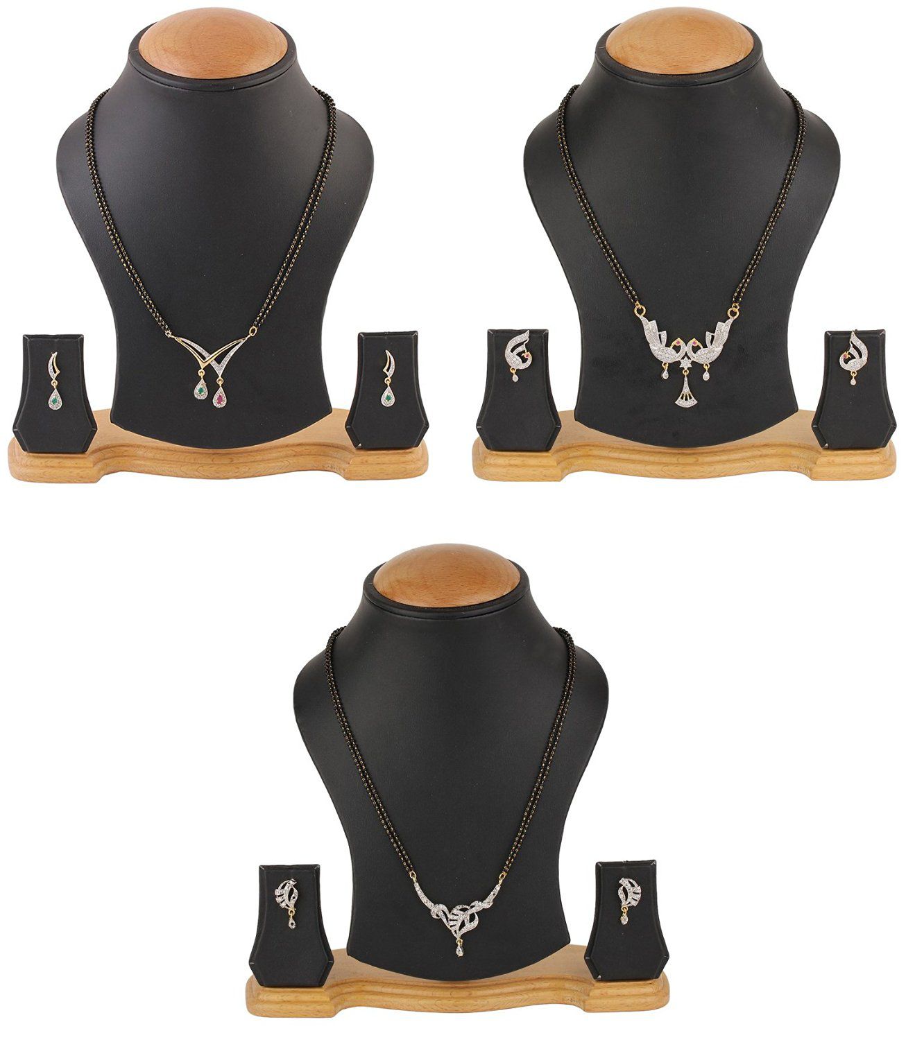     			YouBella American Diamond Mangalsutra & Earrings - Set of 3