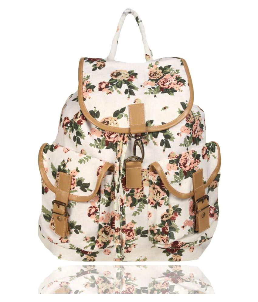 Whiteflower White Canvas College Bag - Buy Whiteflower White Canvas College Bag Online at Best ...