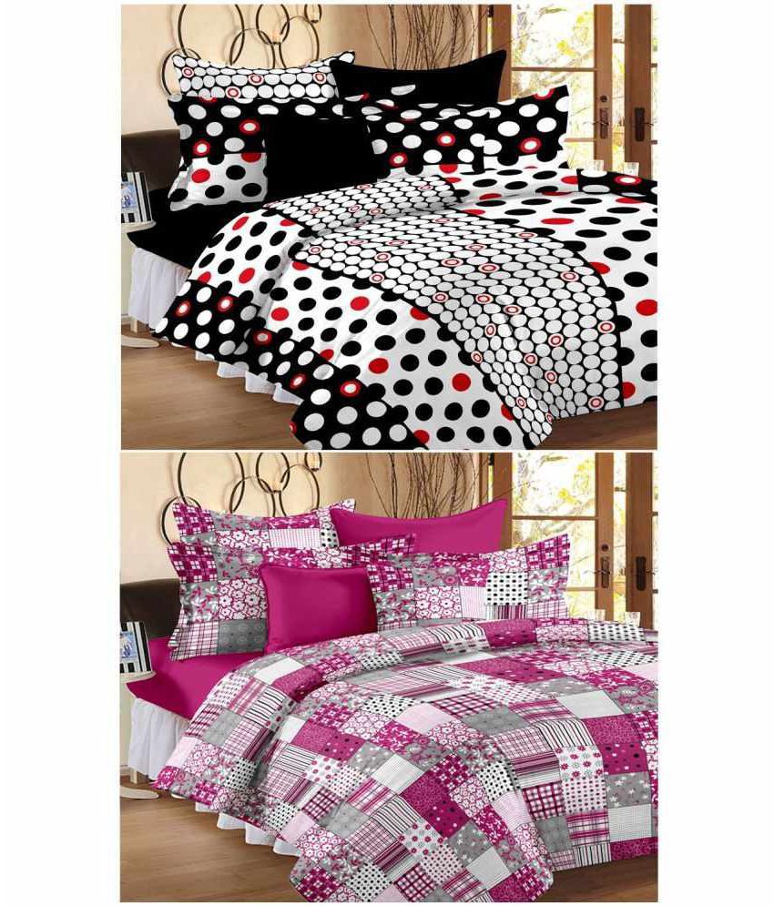     			Story@Home Double Cotton Multi Abstract Bed Sheet Set of 2