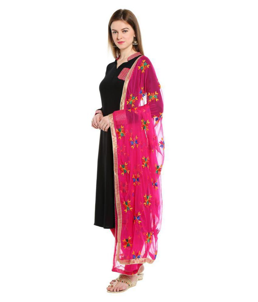 Dupatta Bazaar Pink Phulkari Dupatta Price in India - Buy Dupatta ...