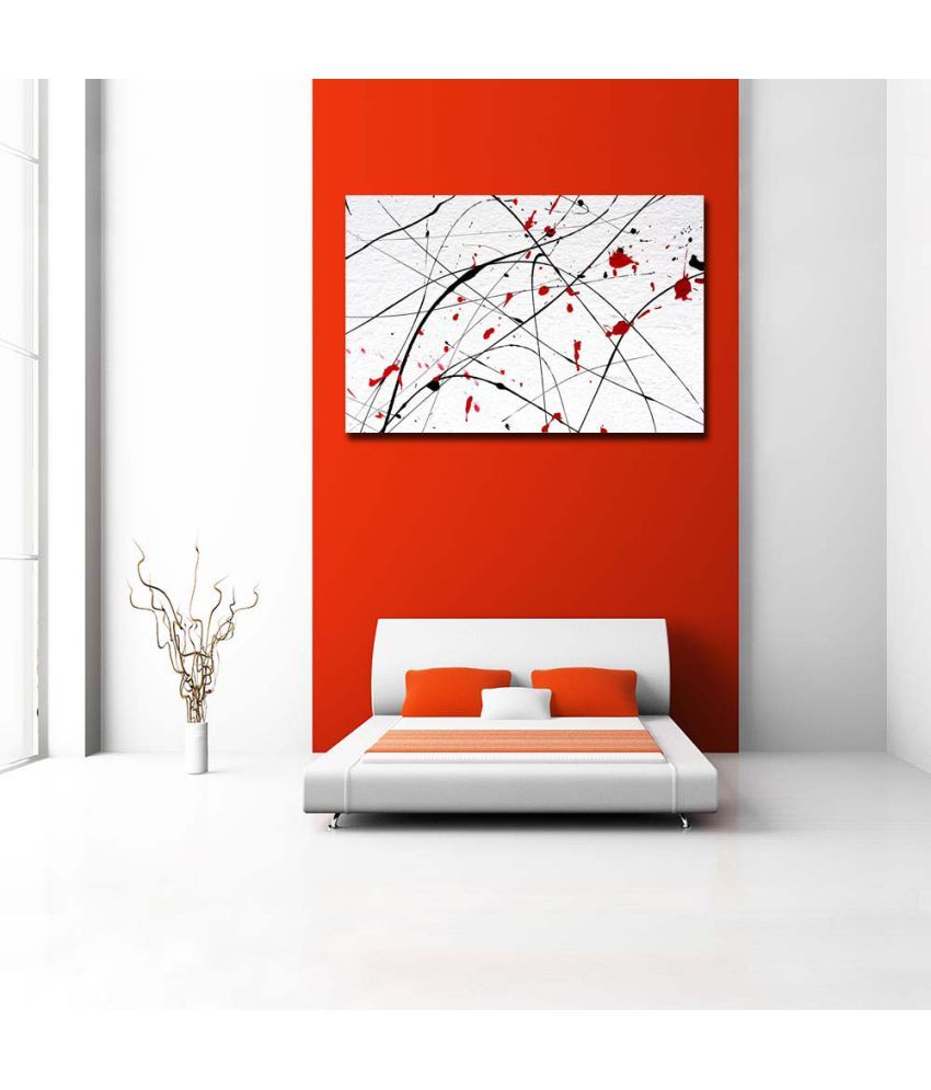 Pitaara Box White Wall With Modern Abstract Art PVC Vinyl Multicolour