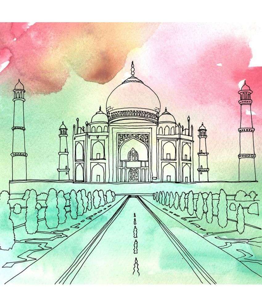Pitaara Box Taj Mahal Agra India PVC Vinyl Multicolour Wall Stickers