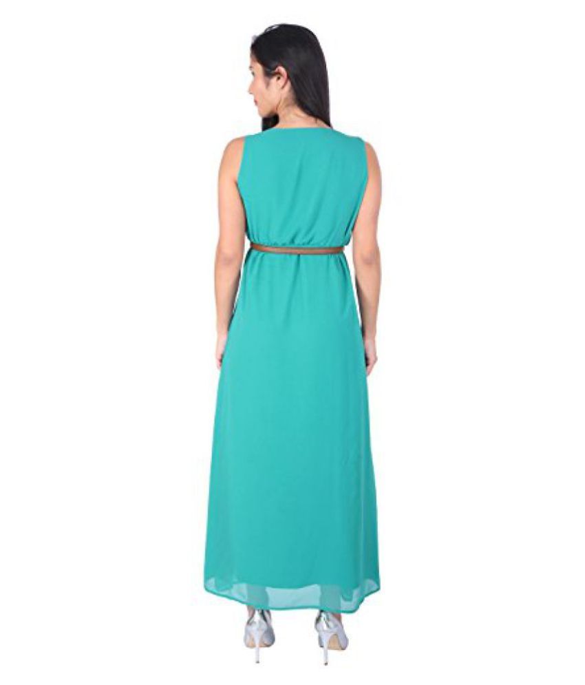 Fashionverb Georgette Turquoise Long Round Neck Sleeveless Daily Wear Casual Use Readymade One Piece Western Wear Dress For Women Girls Buy Fashionverb Georgette Turquoise Long Round Neck Sleeveless Daily Wear