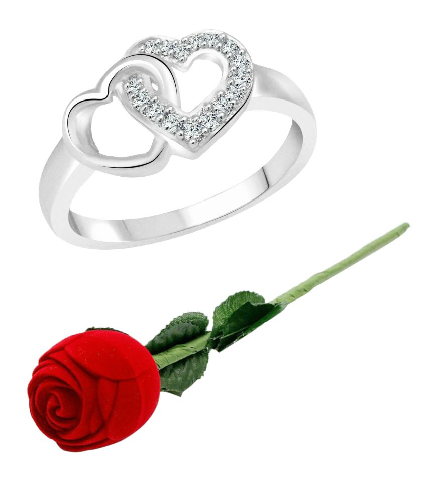     			Vighnaharta Silver Ring with Red Rose Ring Box