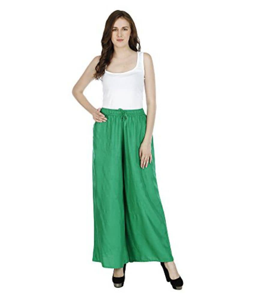 Buy Splendent Palazzo Pants for Women, Wide Leg Harem Pants, Stretchable  waist pants for women, Green Online at Best Prices in India - Snapdeal