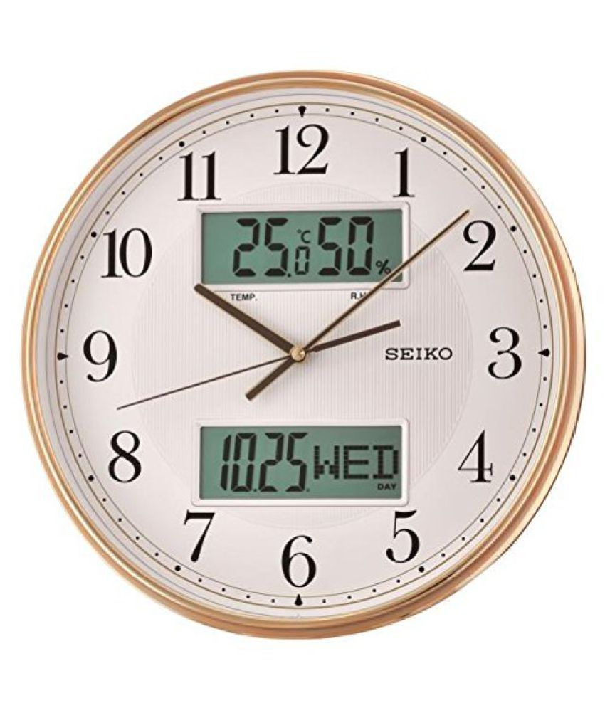 Seiko Plastic Wall Clock (33.1 cm x 33.1 cm x 5.5 cm, Gold) Price in ...