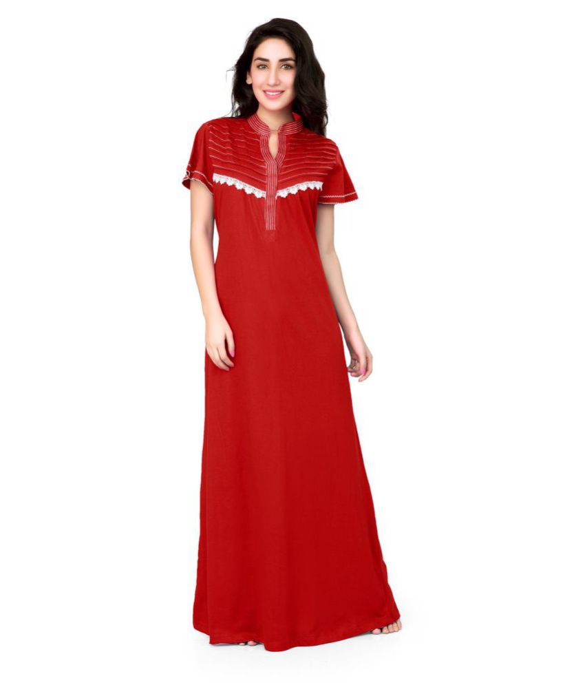 Buy Jasmine Rd Red Cotton Nighty for Women - Free Size Online at Best  Prices in India - Snapdeal