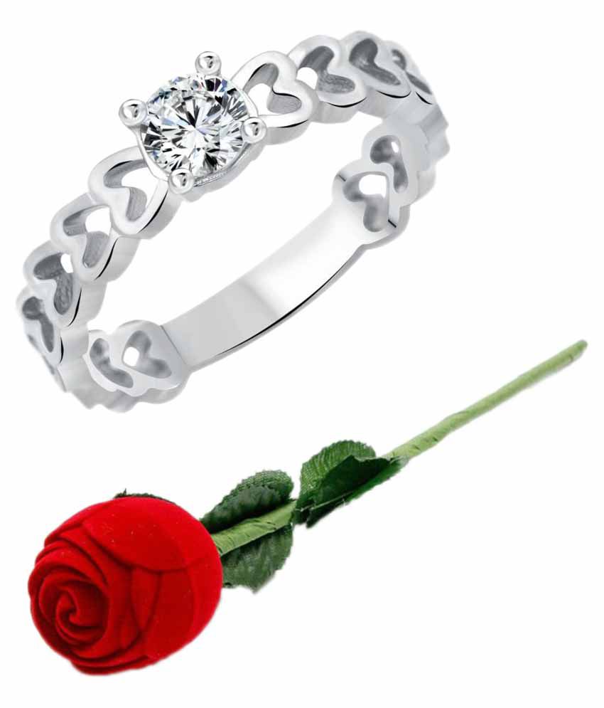     			Vighnaharta Silver Ring with Red Rose Ring Box